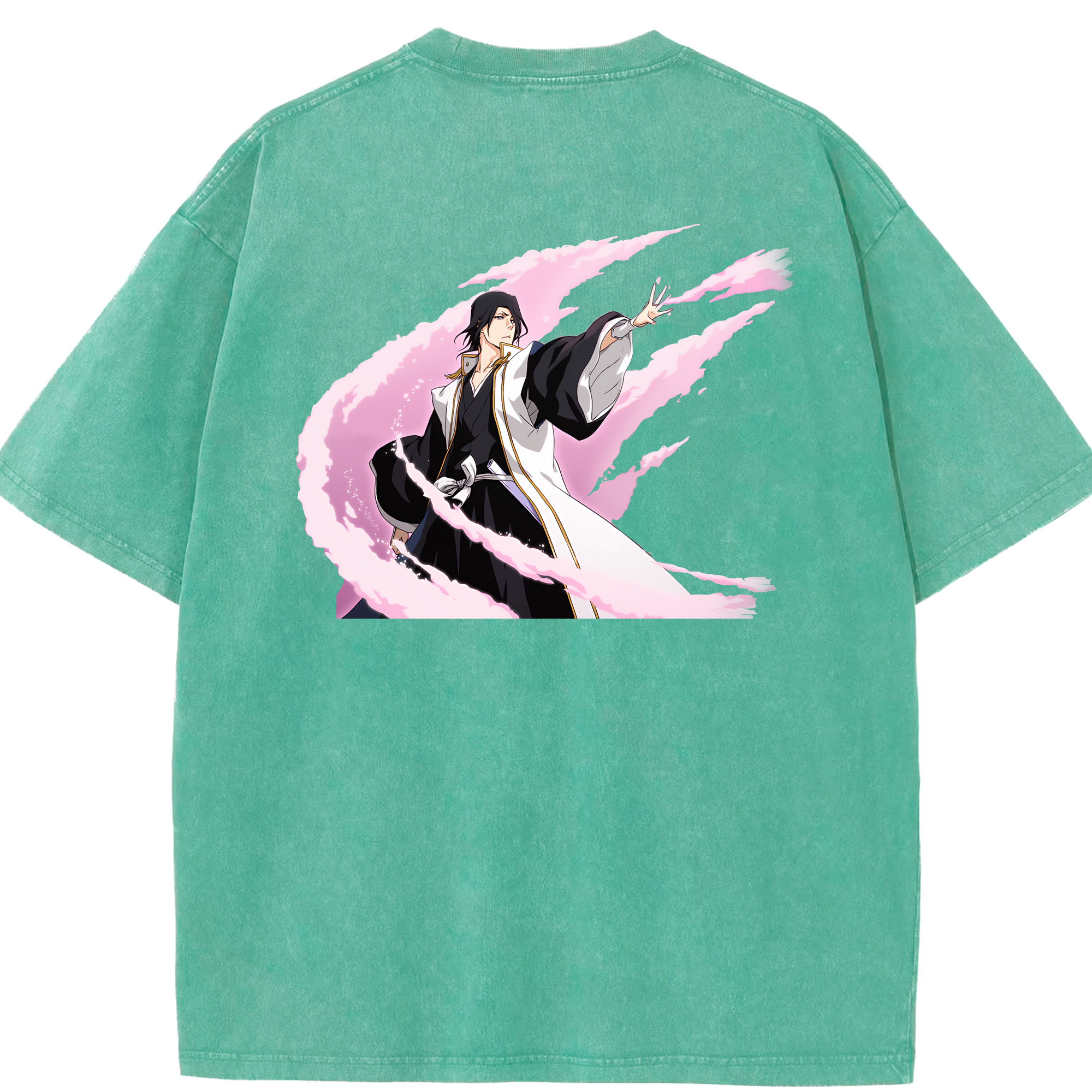（画像用） ブリーチ くちき びゃくや BLEACH Kuchiki Byakuya 綿100% ヴィンテージ風 半袖Tシャツ（背面プリント）